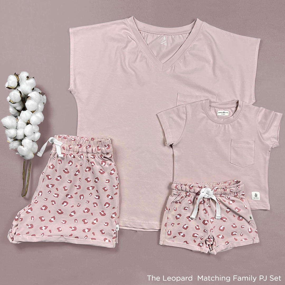 Leopard Girls PJs in Light Pink