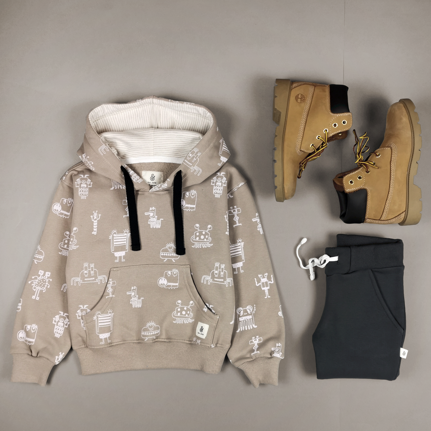 Monsters Boys' Oversized Hoodie in Latte (HOODIE ONLY)