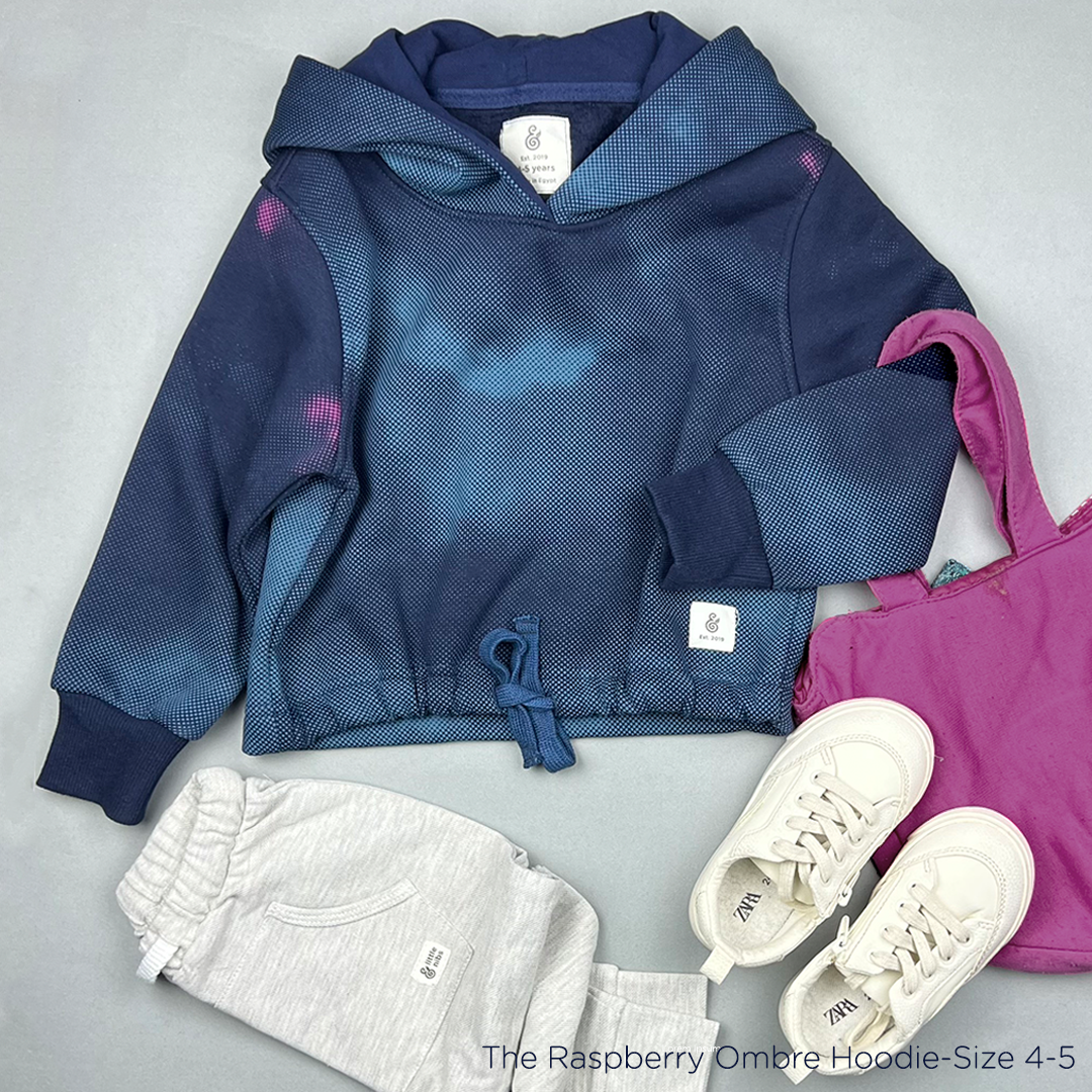 The Raspberry Ombre Kids Cropped Hoodie in Navy (HOODIE ONLY)